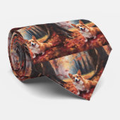 Corgi im Herbst Leaves Fall Inspiriert Krawatte (Gerollt)