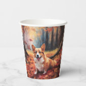 Corgi im Herbst Leaves Fall Inspiriert Pappbecher (Rückseite)