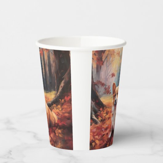 Corgi im Herbst Leaves Fall Inspiriert Pappbecher (Links)