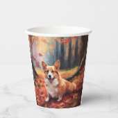 Corgi im Herbst Leaves Fall Inspiriert Pappbecher (Vorderseite)