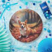 Corgi im Herbst Leaves Fall Inspiriert Pappteller (Party)