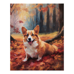 Corgi im Herbst Leaves Fall Inspiriert Poster