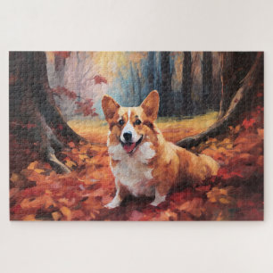 Corgi im Herbst Leaves Fall Inspiriert Puzzle
