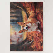 Corgi im Herbst Leaves Fall Inspiriert Puzzle (Vertikal)