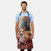 Corgi im Herbst Leaves Fall Inspiriert Schürze (Getragen)