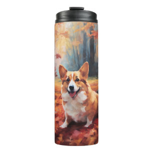 Corgi im Herbst Leaves Fall Inspiriert Thermosbecher