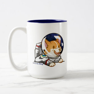 Corgi im Raum-Anzug Zweifarbige Tasse