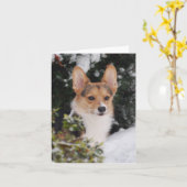Corgi im Schnee Karte (Gelbe Blume)