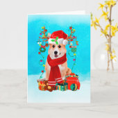 Corgi im Schnee mit Weihnachtsgeschenken Karte (Gelbe Blume)