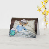 Corgi in Bed werden gut Grußkarte Karte (Gelbe Blume)