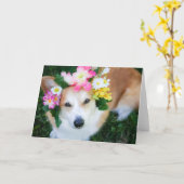 Corgi in Blume Garland Blankokarte Karte (Gelbe Blume)
