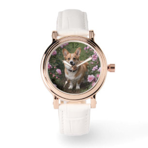 Corgi in den rosa Rosen, Armbanduhr