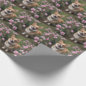 Corgi in den rosa Rosen, Geschenkpapier (Ecke)