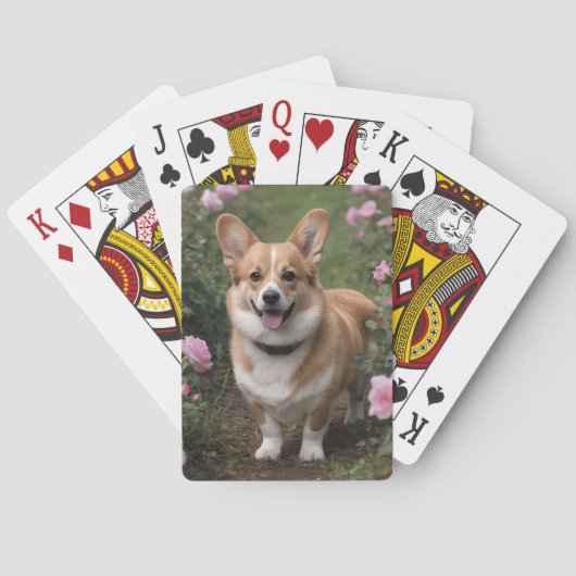 Corgi in den rosa Rosen, Spielkarten (Rückseite)