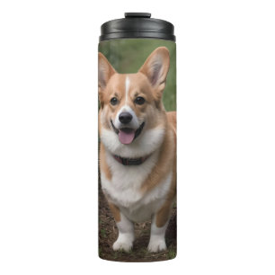 Corgi in den rosa Rosen, Thermosbecher