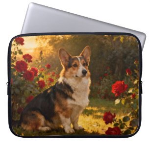 Corgi in den Rosen I Laptopschutzhülle