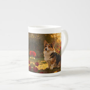 Corgi in den Rosen I Porzellantasse