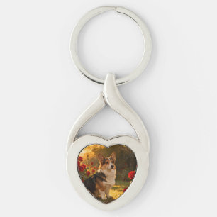 Corgi in den Rosen I Schlüsselanhänger