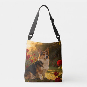 Corgi in den Rosen I Tragetaschen Mit Langen Trägern