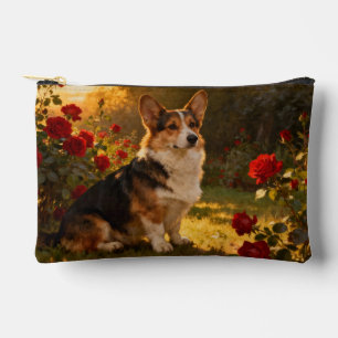 Corgi in den Rosen I Zubehörtasche