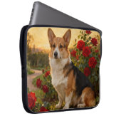 Corgi in den Rosen II Laptopschutzhülle (Vorne Rechts)