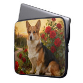 Corgi in den Rosen II Laptopschutzhülle (Vorderseite Links)