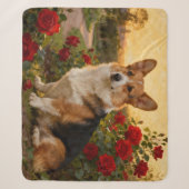 Corgi in den Rosen II Sherpadecke (Vorderseite)