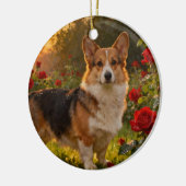 Corgi in den Rosen IV Ornament (Links)