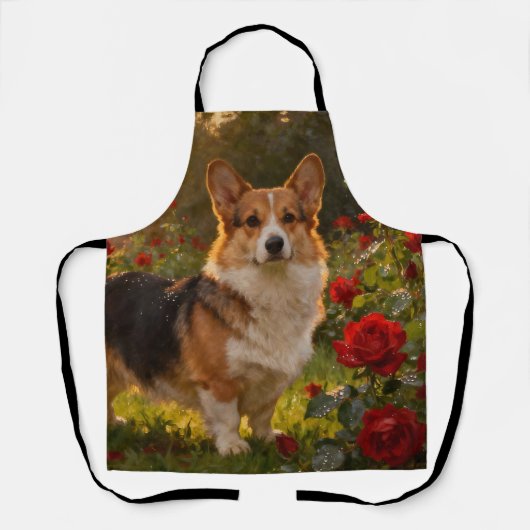 Corgi in den Rosen IV Schürze (Vorderseite)