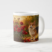 Corgi in den Rosen V Jumbo-Tasse (Vorderseite Rechts)