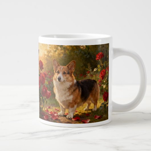 Corgi in den Rosen V Jumbo-Tasse (Rechts)