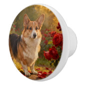 Corgi in den Rosen V Keramikknauf (Rechts)