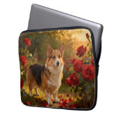 Corgi in den Rosen V Laptopschutzhülle (Vorderseite Links)