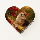 Corgi in den Rosen V Notizblock (Rückseite)