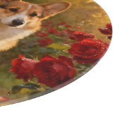 Corgi in den Rosen V Schneidebrett (Ecke)