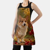 Corgi in den Rosen V Schürze (InSitu)