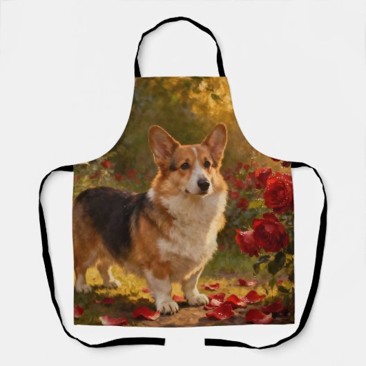 Corgi in den Rosen V Schürze (Vorderseite)