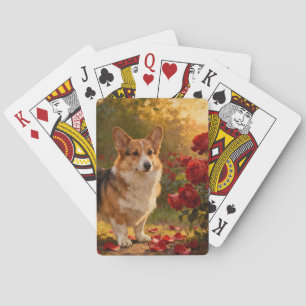 Corgi in den Rosen V Spielkarten