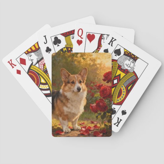 Corgi in den Rosen V Spielkarten (Rückseite)