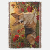 Corgi in den Rosen VI Decke (Vorderseite Vertikal)