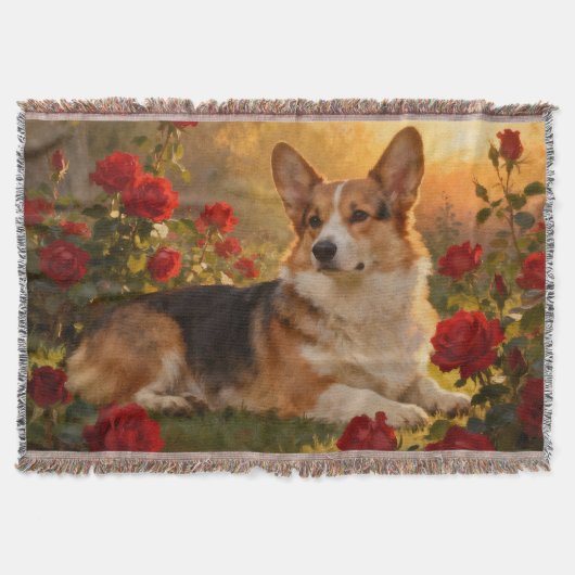 Corgi in den Rosen VI Decke (Vorderseite)