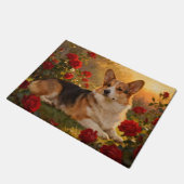 Corgi in den Rosen VI Fußmatte (Schrägansicht)