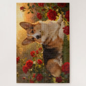 Corgi in den Rosen VI Puzzle (Vertikal)