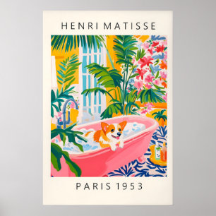 Corgi in der Badewanne Kunst Druck Lustige Hunde M Poster