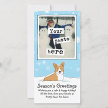 Corgi in der Weihnachtsfotovorlage für Schnee