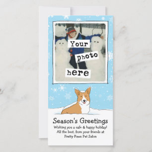 Corgi in der Weihnachtsfotovorlage für Schnee Feiertagskarte