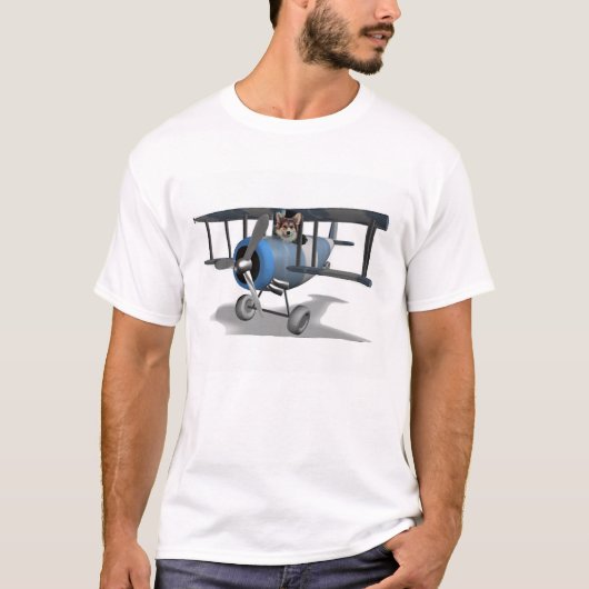 Corgi in einem Flugzeug T-Shirt (Vorderseite)