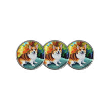 Corgi in Garden Golf Ball Markers