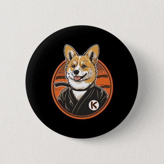 Corgi in Jiu Jitsu Gi Bjj Button (Vorderseite)