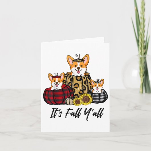 Corgi in Leopard Pumpkin Herbst Erntedank Karte (Vorderseite)